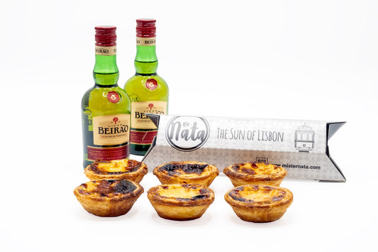 Mini Bootle Licor Beirão + 2 Pastel de Nata